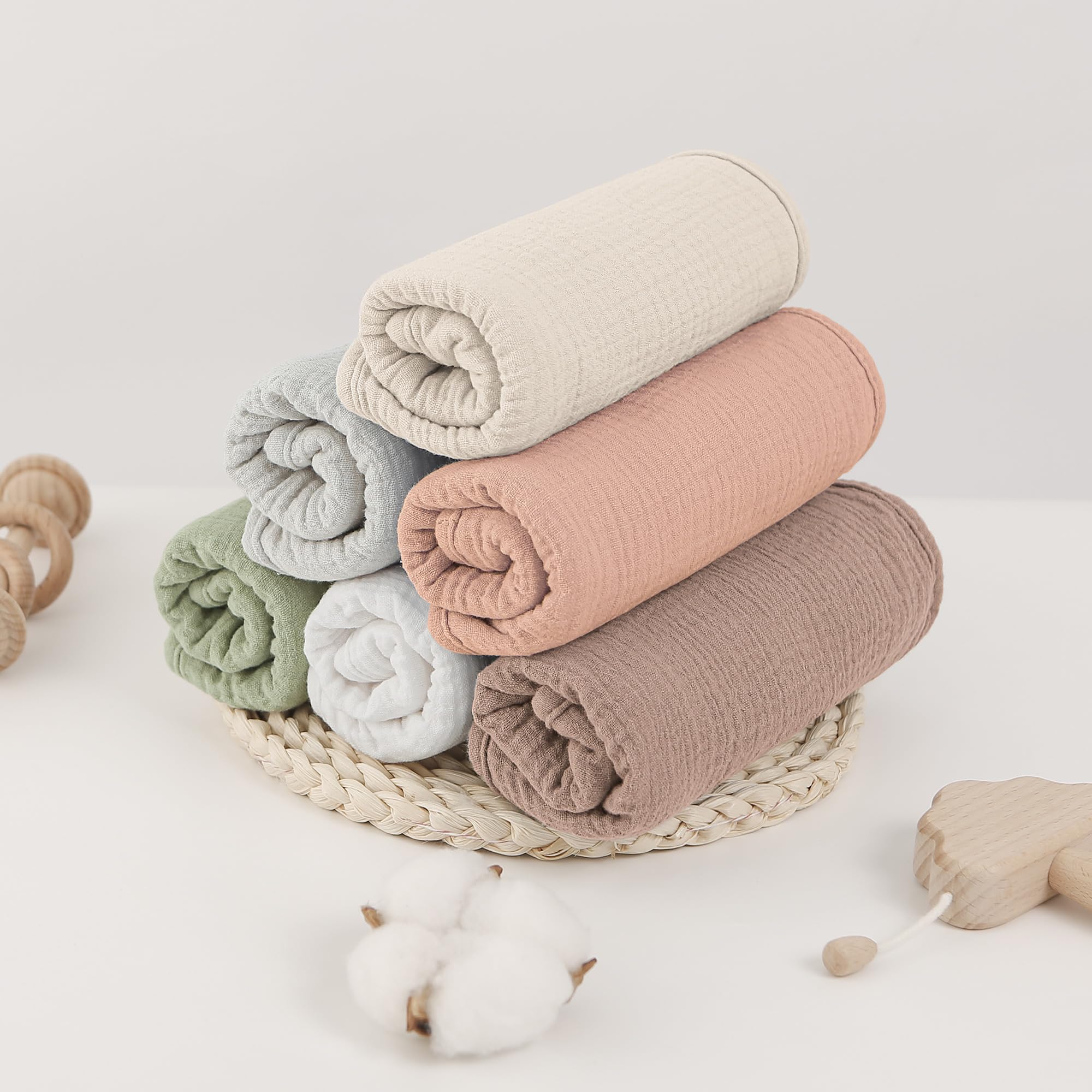 bearmoss Bambino in Mussola Per Neonati, 6 Pezzi, Set 50 X 25 Cm, Super Morbido Assorbente in Mussola A Grana Per Neonati, Unisex, Per Bambine E Ragazzi