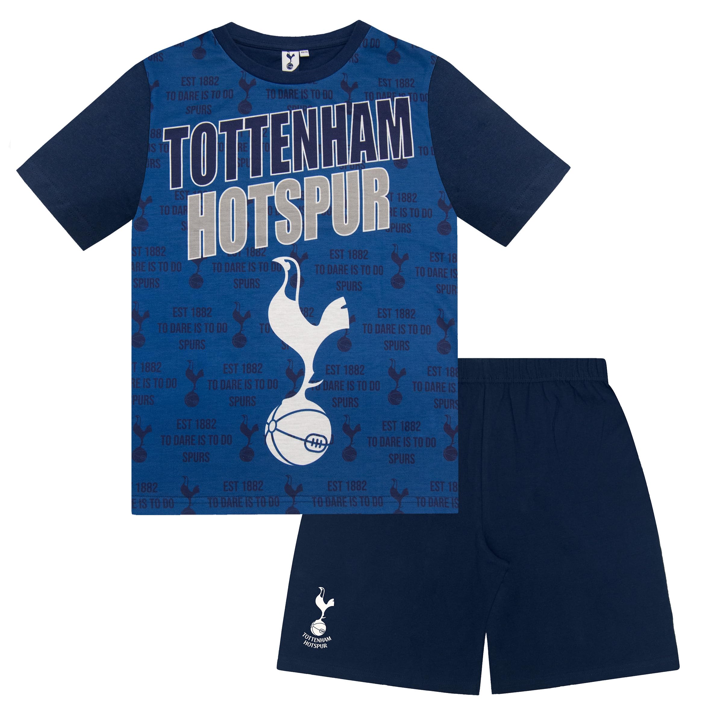 Tottenham Hotspur FC Official Gift Boys Short Pyjamas Navy Text 10-11 Years