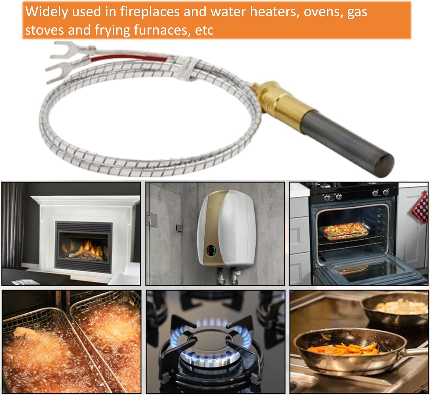 long term 5 Pcs 24" Aluminum 750mv Thermopile Generator for Fireplace Thermopile Replacement Fireplace&Stove Accessories,Fire Gas Stoves Heat&Glo Gas Stoves Oven Water Heater&Frying Furnace