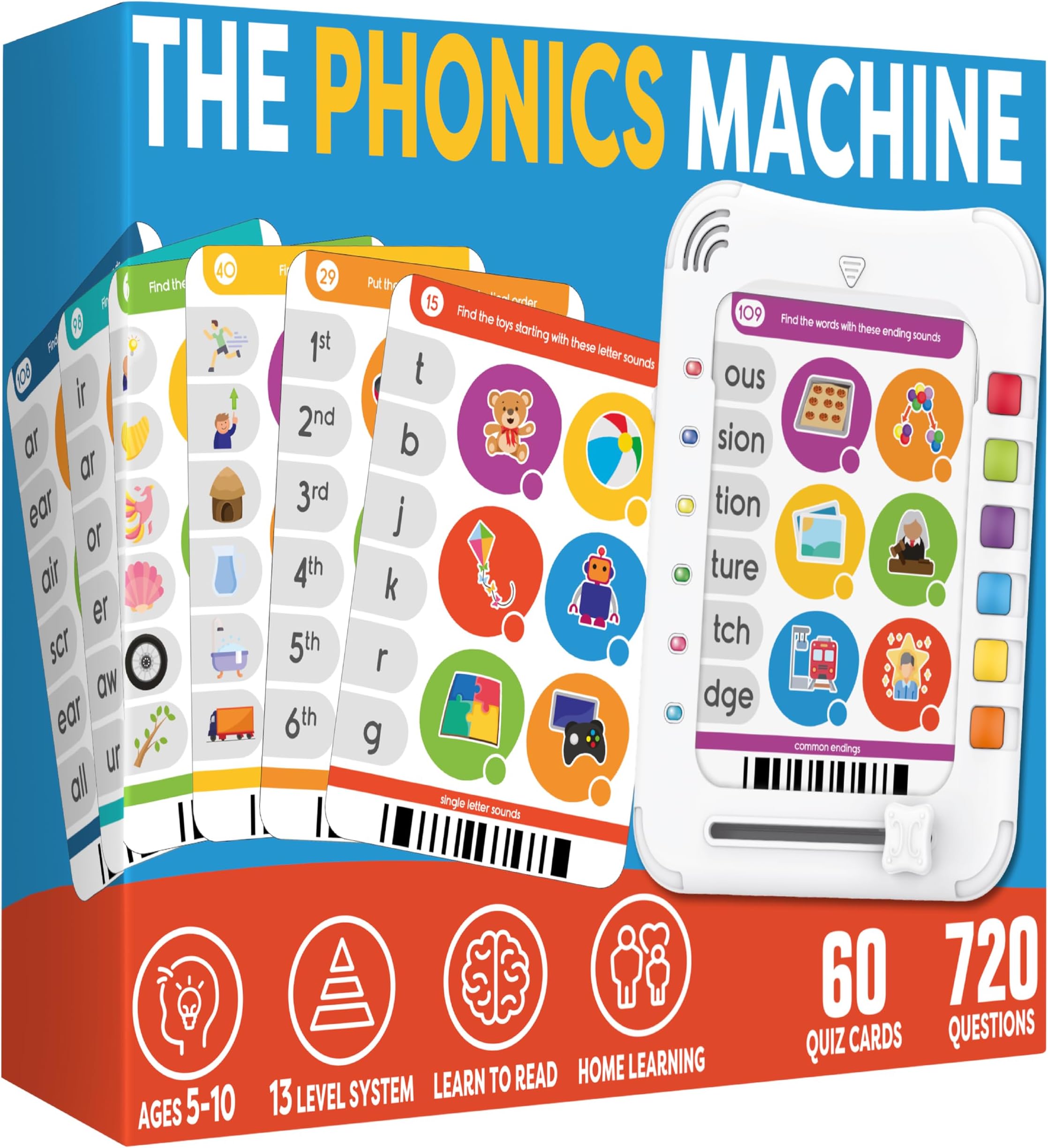 THE BAMBINO TREE Phonics Learning Pad - Electronic Phonics Reading Game for Kids ages 5-11 - Learn to Read in 720 Phonic and Letter Sound Questions - Vowels, Consonant Blends, Digraphs, Diphthongs