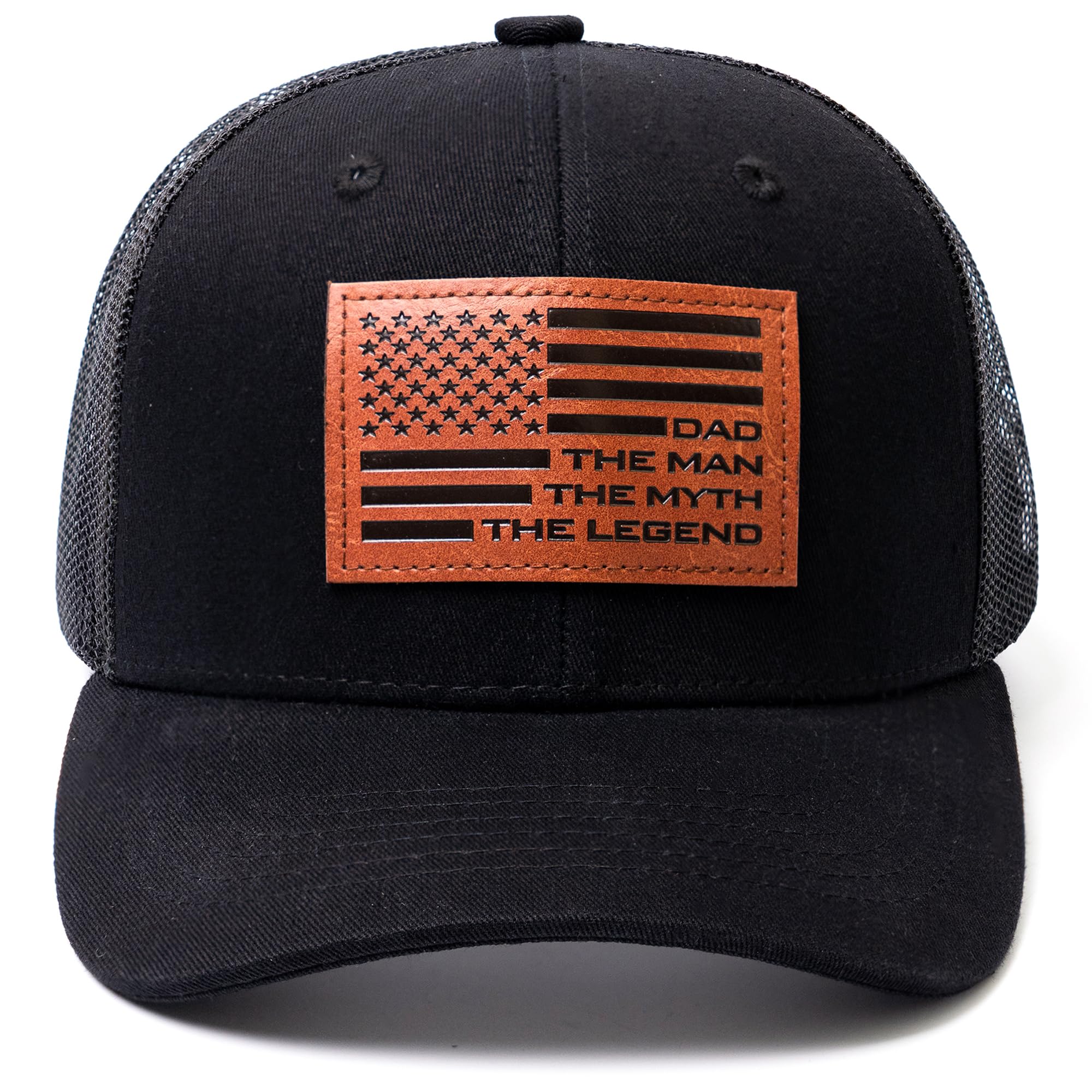 Dad The Man The Myth The Legend Flag Hat, Fathers Day Birthday Gifts for Dad Papa from Daughter Son Black Cap