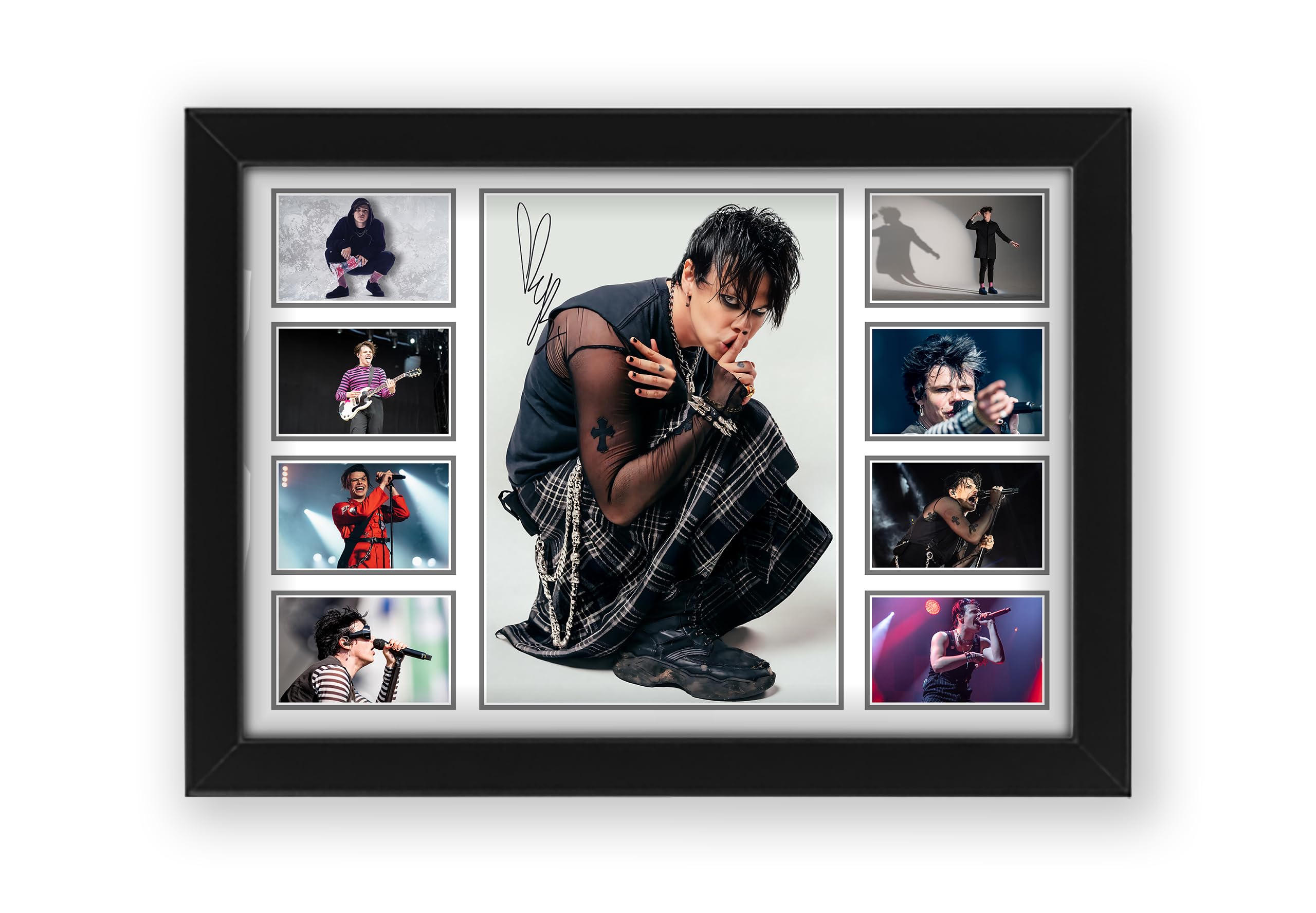 YUNGBLUD Signed Poster Print - Limited Edition Autograph Fan Gift – Collectible Memorabilia Wall Art Merchandise (Framed A4 (30x21cm))