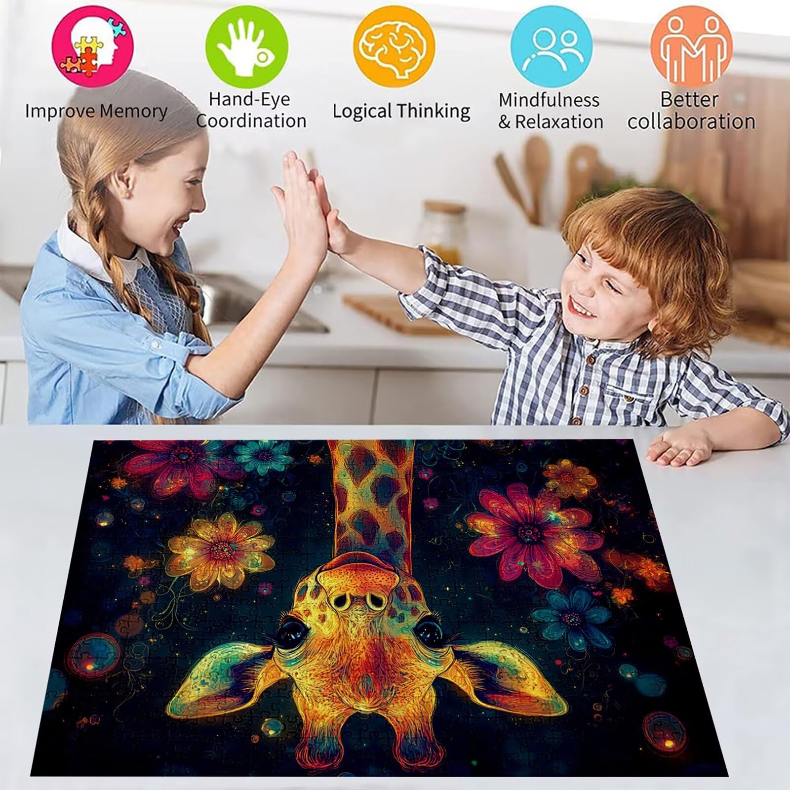 Puzzle 3000 elementów żyrafa puzzle dla dorosłych kwiaty 122 x 81 cm unikalne rzemiosło klasyczne 3D drewniana układanka do rodzinnych gier biznesowych, układanka zrób to sam do dekoracji ścian domu