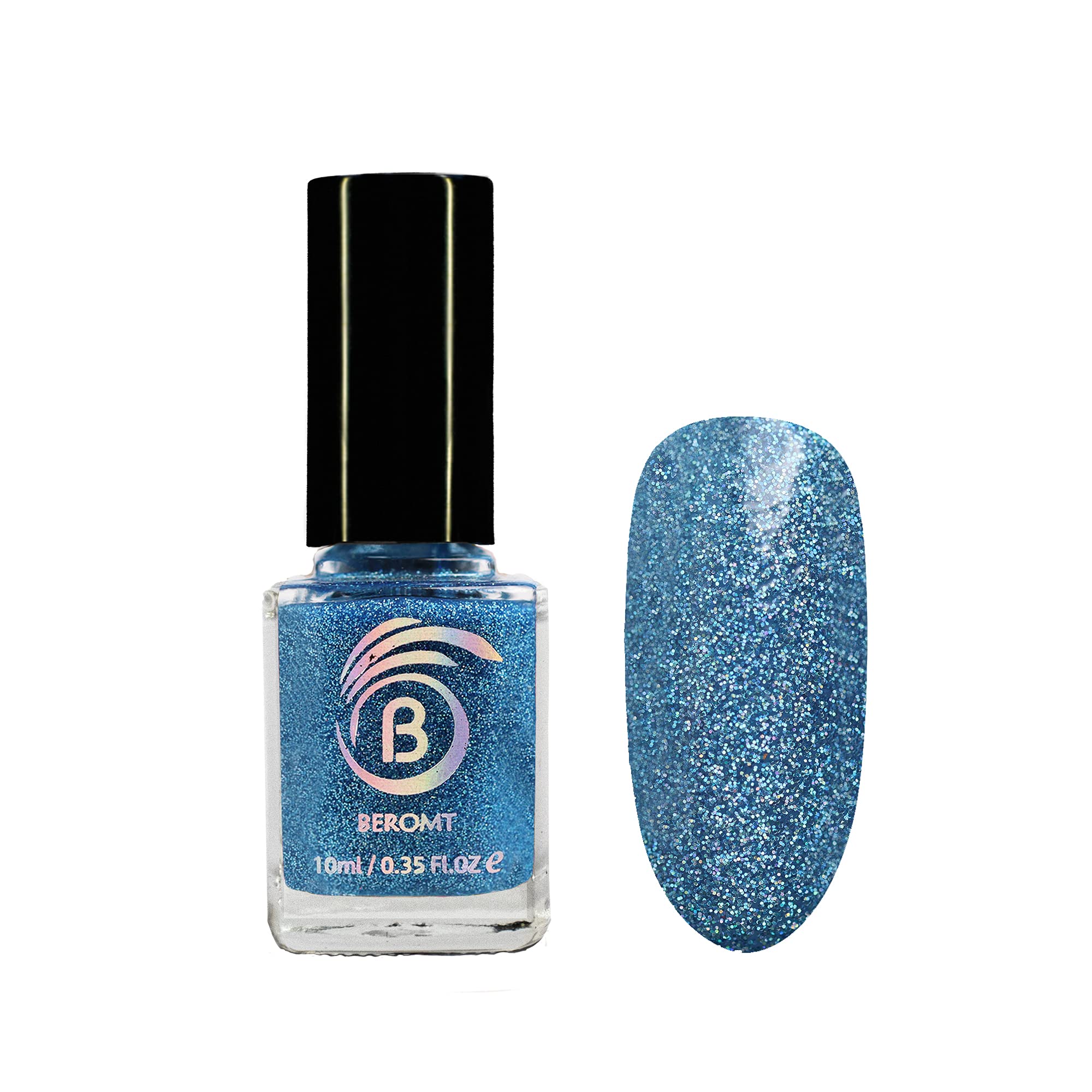 Beromt Blue Wave Holographic Nail Polish, Glitter Nail Paint, Nail Art, Colors, Gel Effect Nail Polish, Best Nail Polish, High-Shine Long Lasting Non-Toxic Professional Nail Polish, 10ml-526-image-48