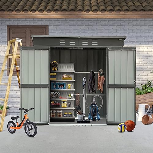 Miniatura 2 de Domi - Cobertizo de almacenamiento para exteriores de 6 x 4 pies, cobertizos de metal para exteriores y almacenamiento al aire libre, cobertizo de