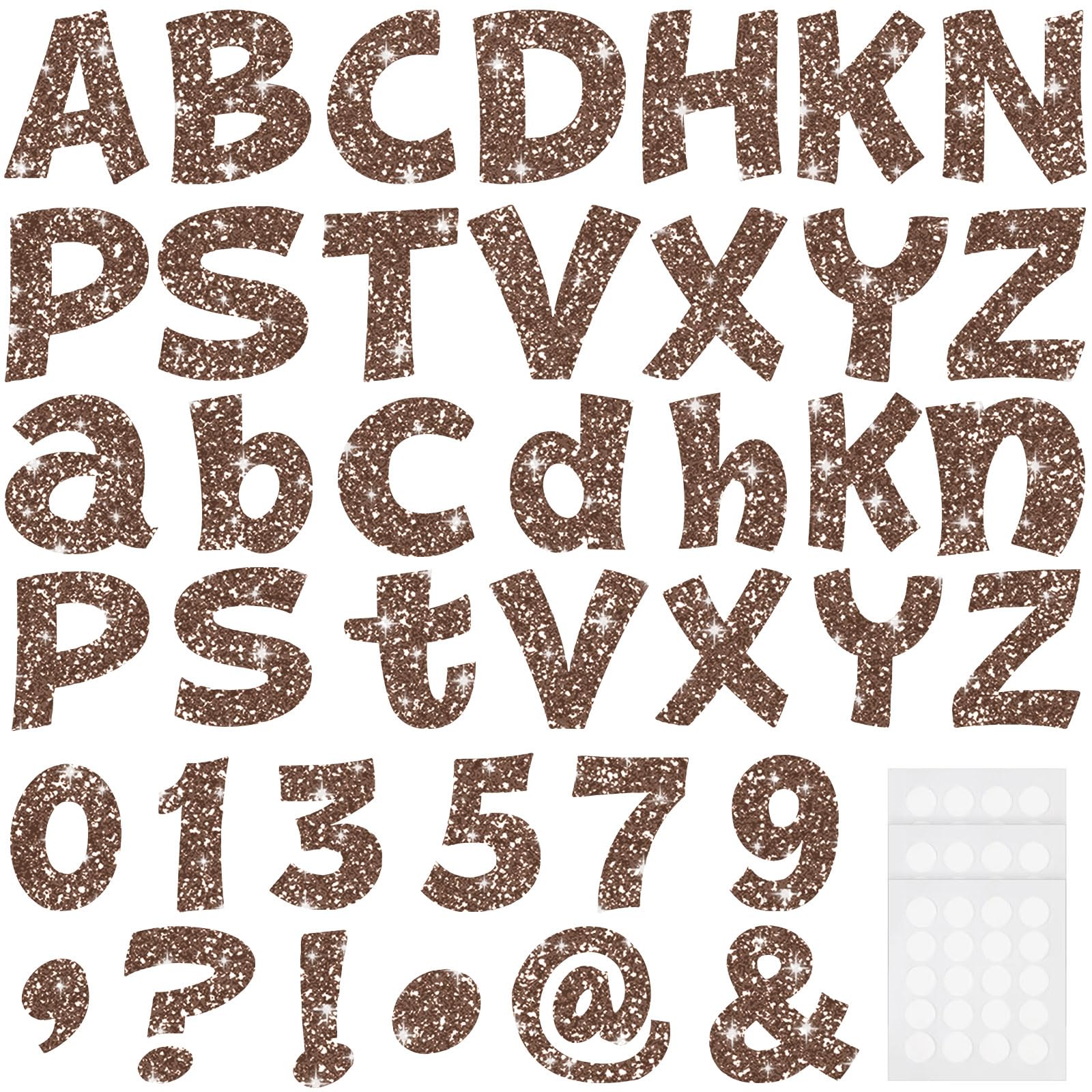 Colarr 216 Pcs Glitter Bulletin Board Letters for Classroom, 4 Inch, Brown