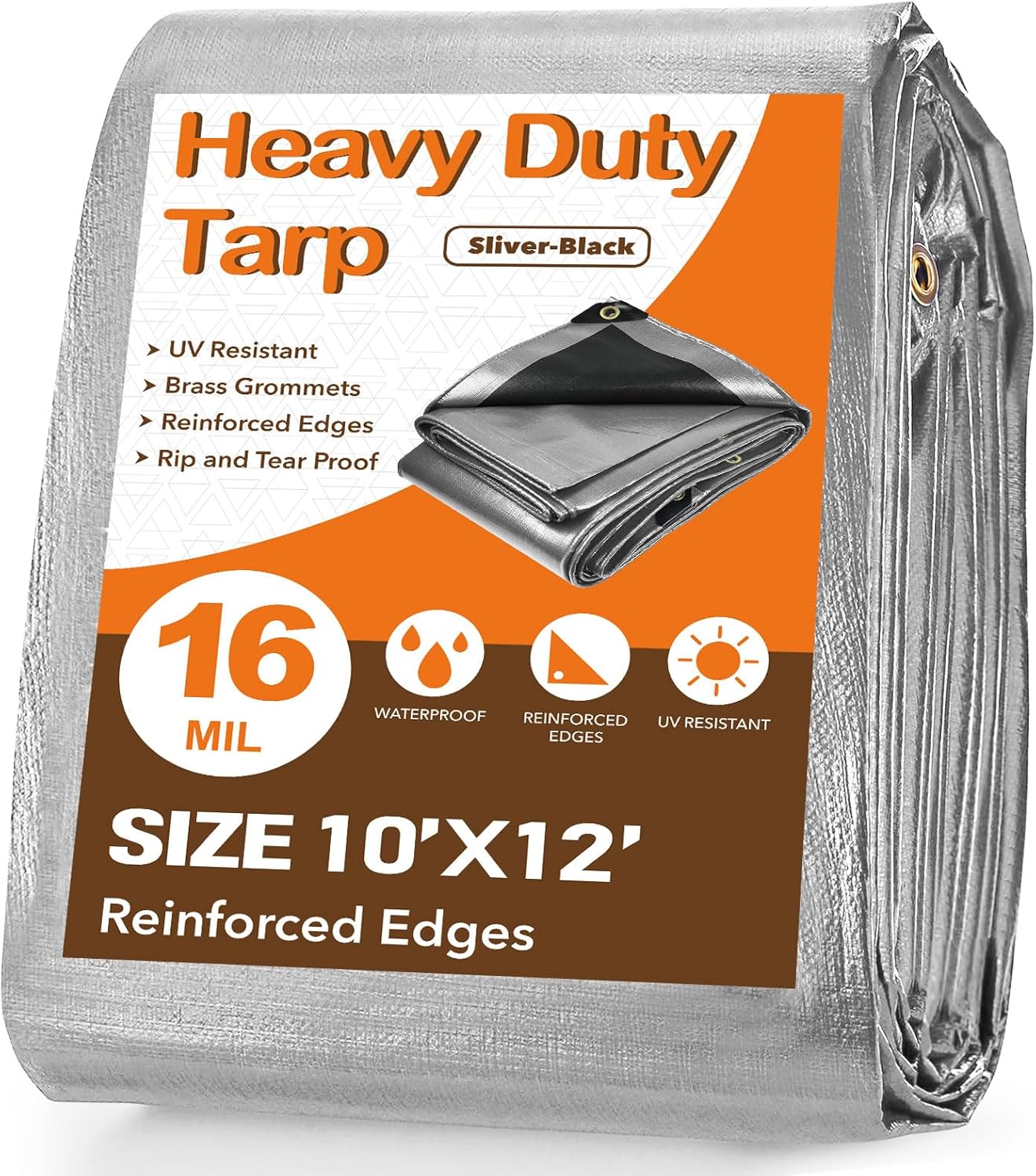 Heavy-Duty 10×12 FT Waterproof Tarp – UV & All-Weather Protection