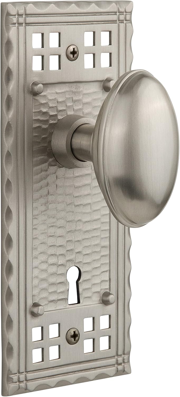 Nostalgic Warehouse Craftsman Plate with Keyhole Privacy Homestead Door Knob in Timeless Bronze