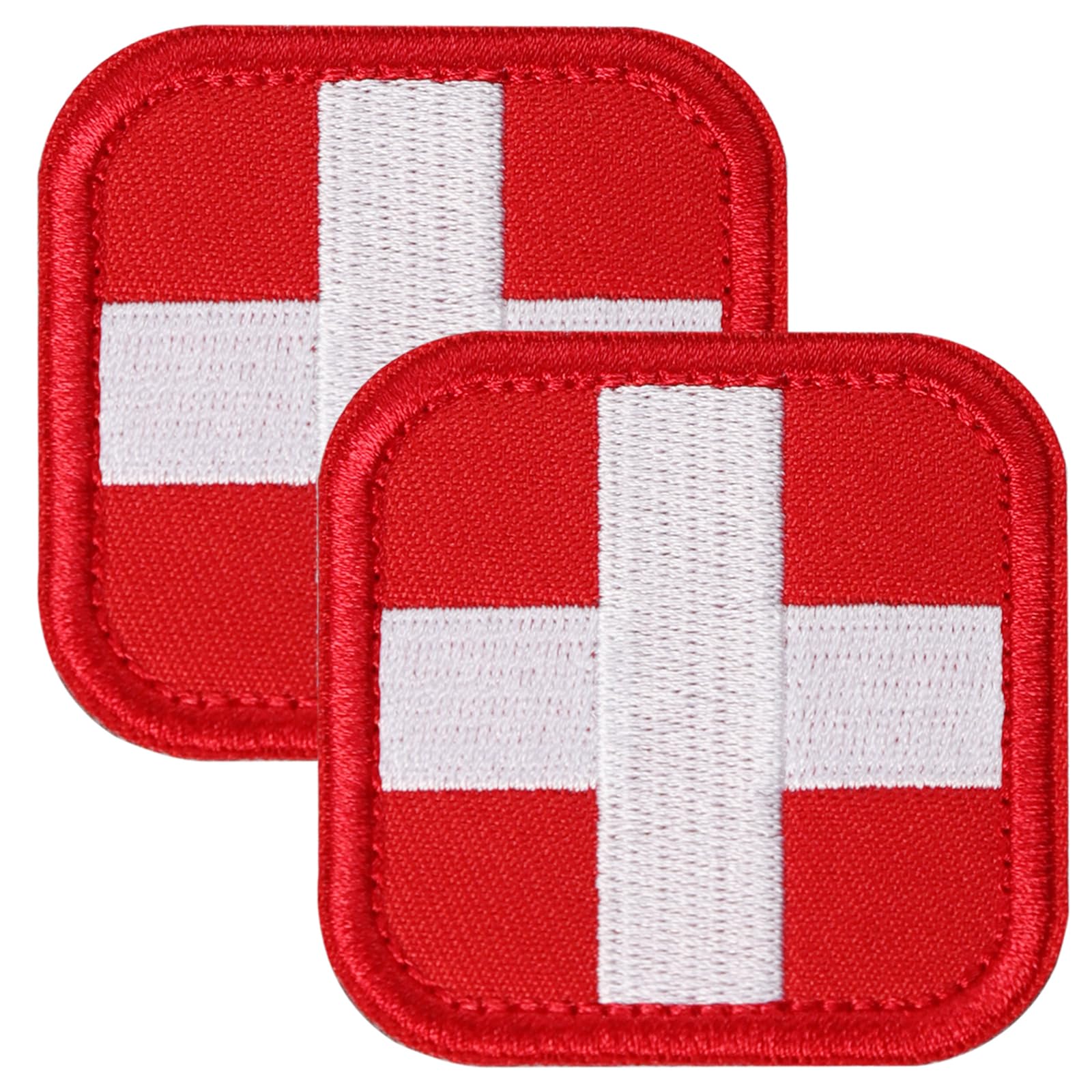 2 Packs First Aid Kit Patch, Medic Cross Morale Patch, Tactical Medical Patches, Red Cross Hook & Loop Patches Bags Vests Caps Military Uniforms (Squar)