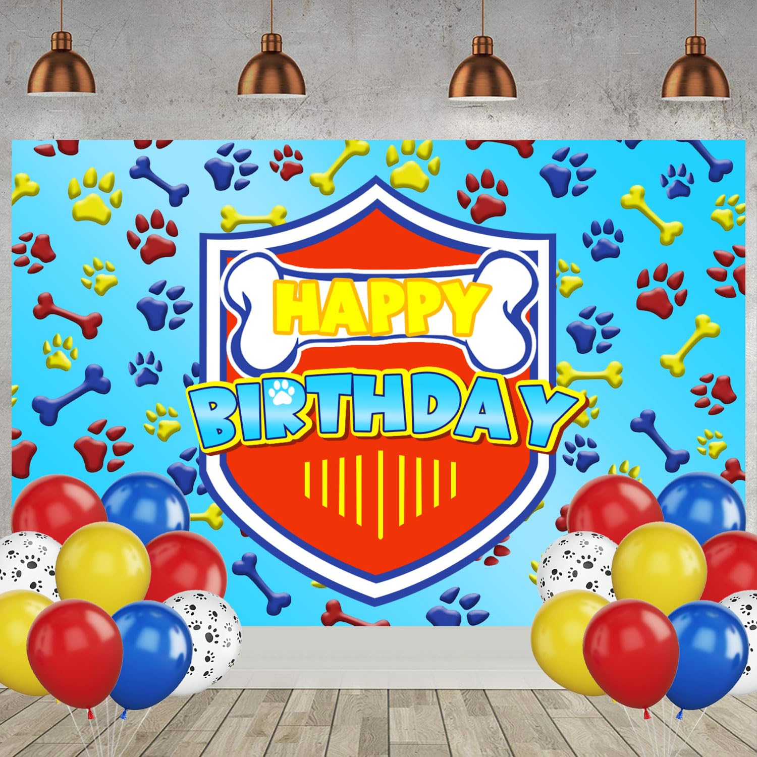 Photo 1 of BDKJ Dog Paw Print Happy Birthday Backdrop