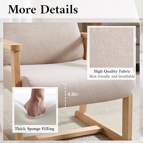 Miniatura 6 de KCC Silla reclinable ajustable de tela pequeña, sofá individual con respaldo ergonómico, silla decorativa para sala de estar, guardería, dormitorio,