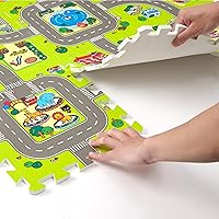 Vista 4 de Alfombrillas de Juego para Bebé para el Suelo, Alfombra de Juego de Espuma, Azulejos de Espuma Entrelazados Alfombra de Rompecabezas de Pista