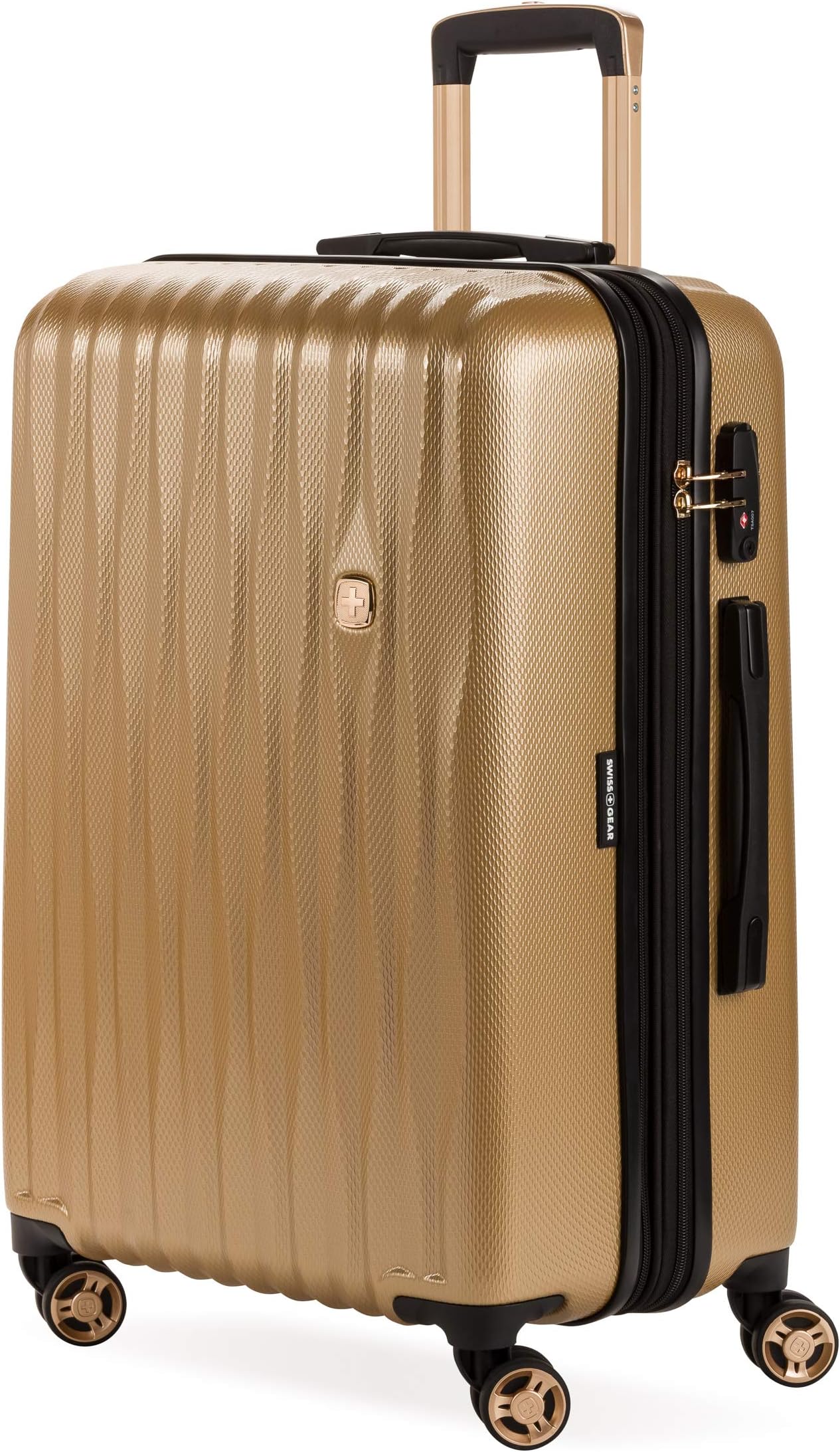 7272 Energie Expandable Hardside Luggage with Spinner Wheels and TSA Lock, Gold, Checked-Medium 24-Inch