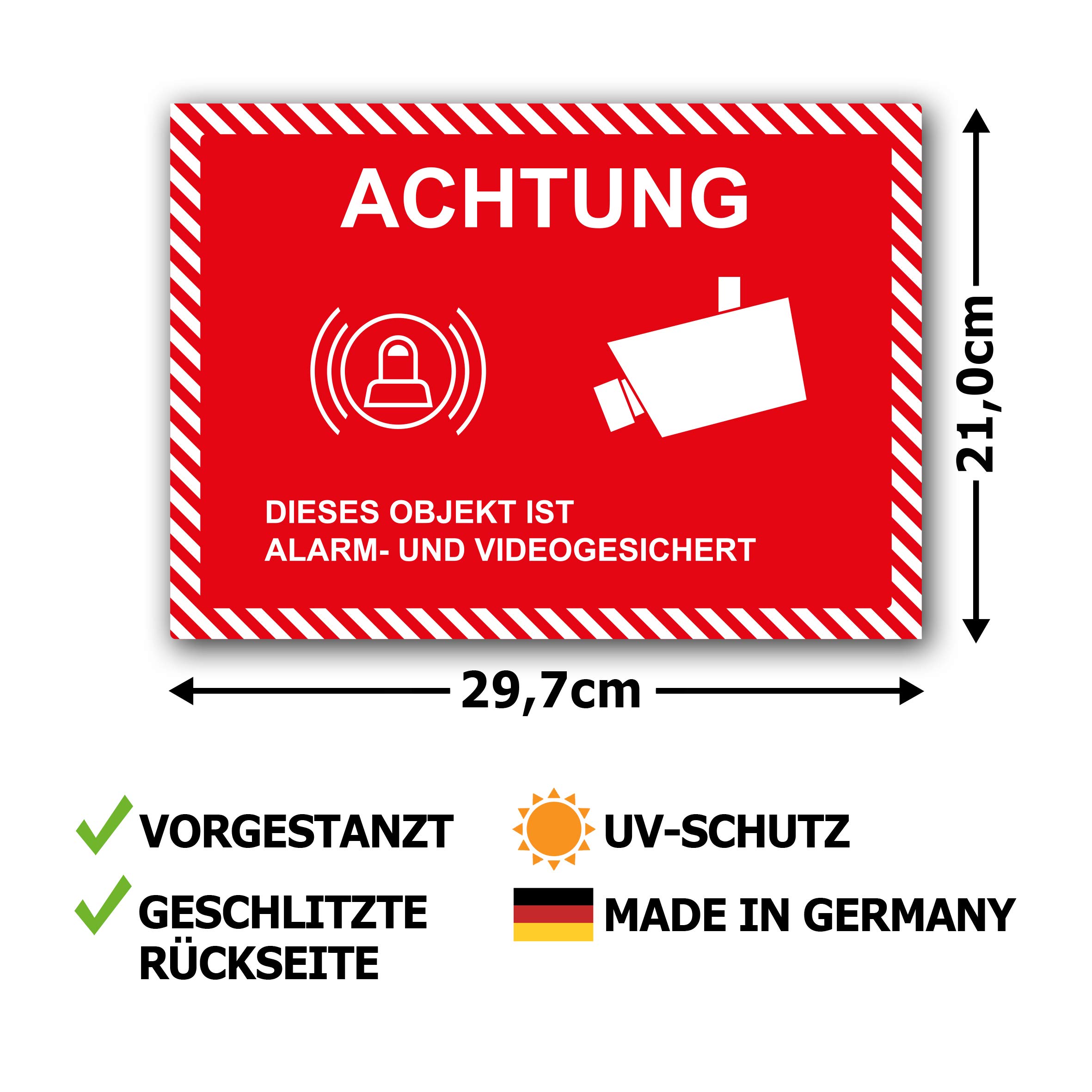 Videoüberwachung Aufkleber – PVC-Vinyl, 300x200 Mm, Wetterfest Für Außenbereich