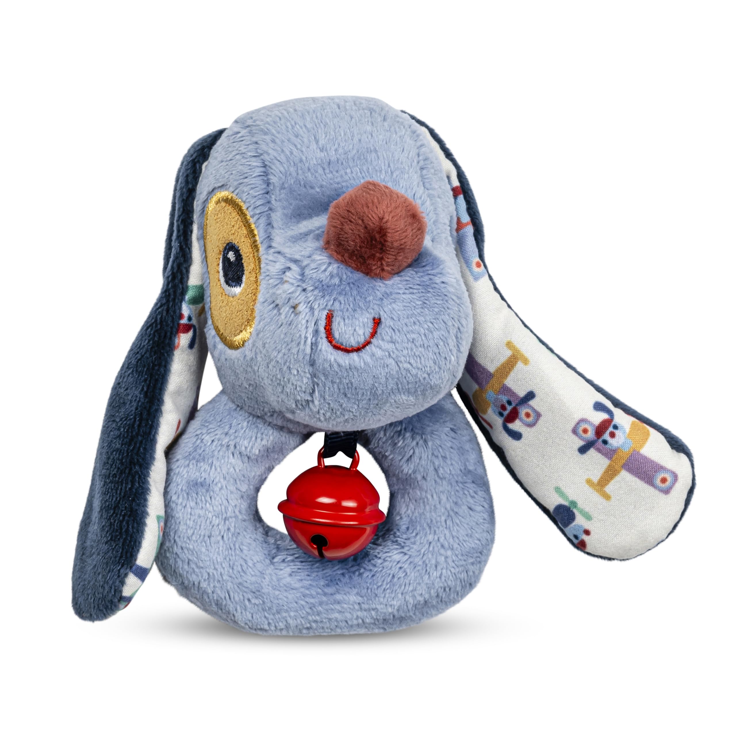 Lilliputiens - Baby Rattle Rings from Birth - Jules the Dog - Blue Sensory Development Toy - Stimulates Sight, Hearing and Motor Skills - 19 cm - 83611