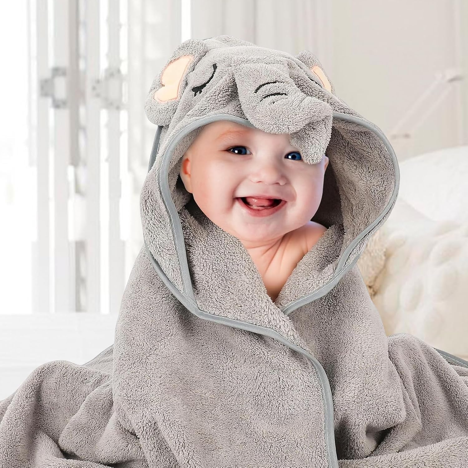 SGFNXB Baby Towel, Baby Essentials for Newborn, 3 PCS 80x80cm Super Soft Hooded Baby Towels, Unique and Cute Three Animal Patterns Baby Towels Newborn, Baby Bath Towel for... - Image 6