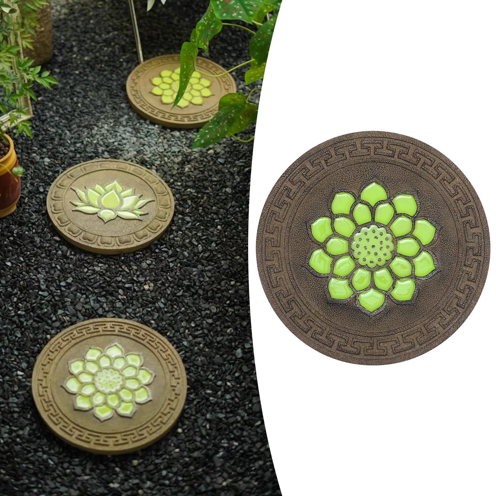 Pietre da Giardino Set di Pietre Rotonde Luminose per Gradini, Pavimentazione Luminosa per Esterni in Pietra di Loto, Casa Villa Giardino Patio Pietre per Terreno Decorativo ( Color : Style 1 , Size :