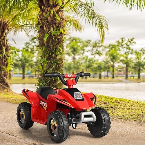 Miniatura 9 de HOMGX - Cuatrimoto para niños, mini cuádruple eléctrico con ruedas antideslizantes, 4 ruedas alimentadas por batería de 6 V para niños con 2