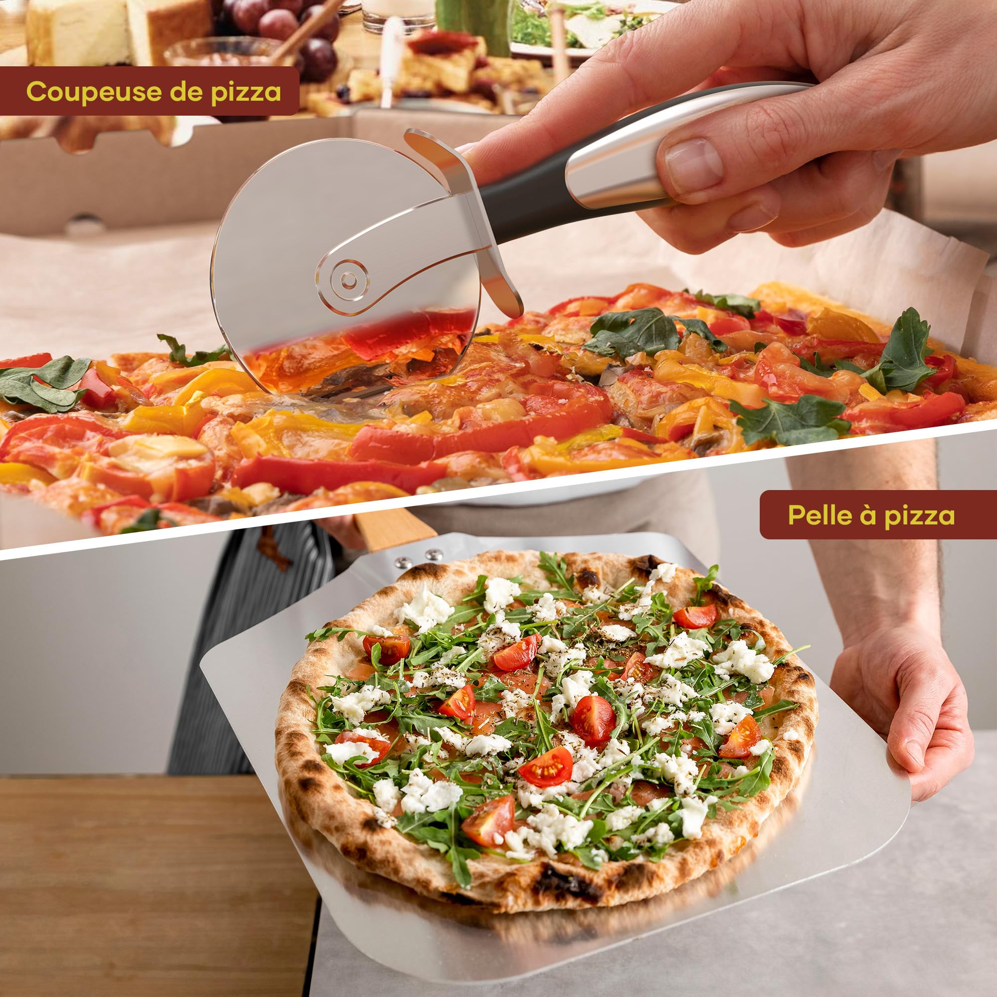 Four à pizza électrique - 6 programmes, 1700 W, température maximale 450 °C, idéal pour les pizzas de 32 cm - 5 en 1 : pizza, grill, maintien au chaud, cuisson et pâtisserie