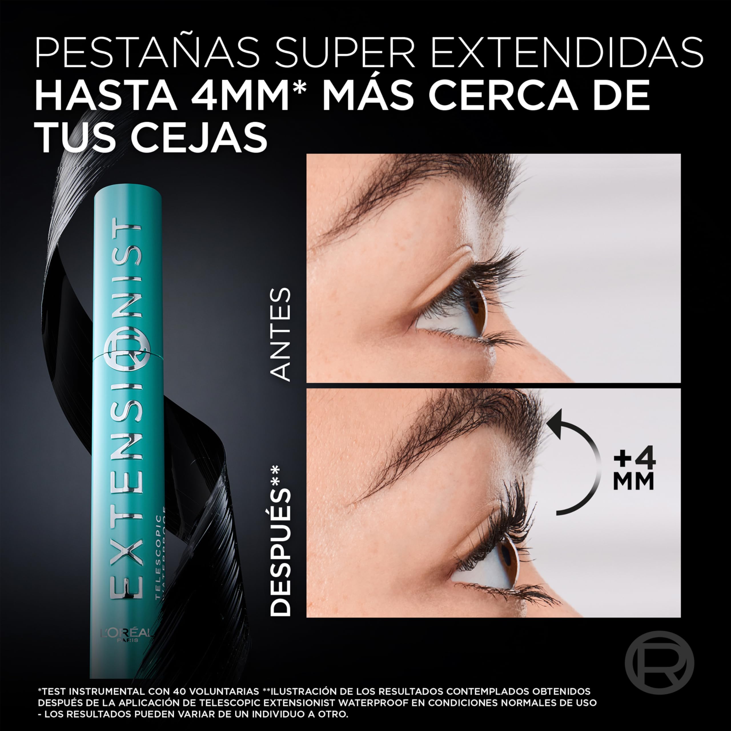 L'Oréal Paris Máscara de Pestañas Volumen y Longitud Waterproof Telescopic Extensionist 9,9 ml
