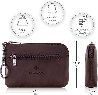 Trusador Milano Women Men Leather Coin Card Keychain Wallet Pouch Bag Zipper Replacement Bag