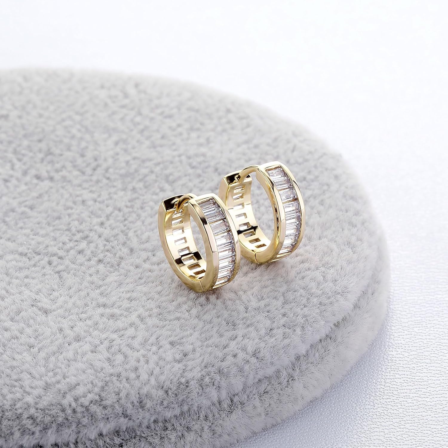 Hoop Earrings for Women 18K Gold Plated Iced Out Silver Huggie Earrings for Men Hypoallergenic Cubic Zirconia Earrings - Image 8