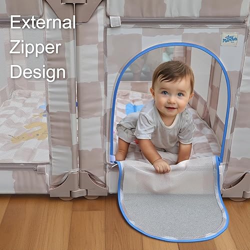 Miniatura 9 de Tiny Marvels Corralito para bebés, 50 x 50 pulgadas para bebés y niños pequeños, corralito plegable para bebés, patio de juegos para bebés con malla