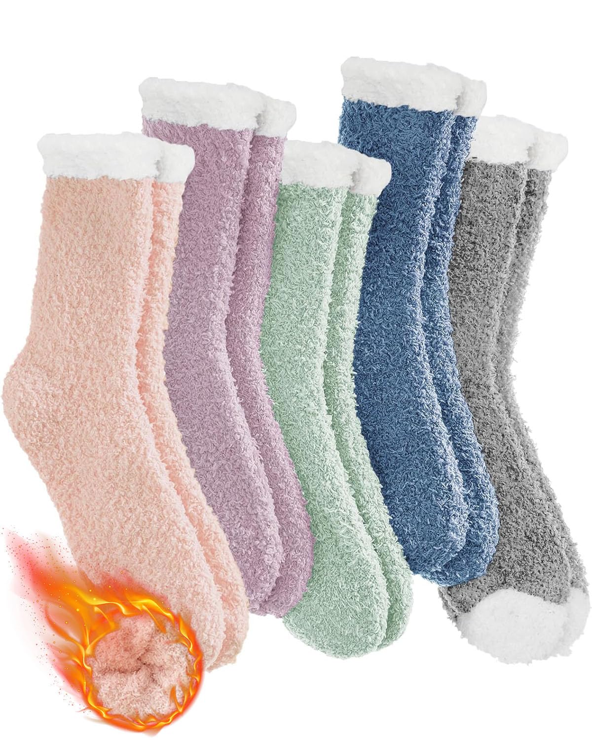 5 Pares Calcetines Hombre y Mujer Invierno,Calcetines Termicos Nieve,Calcetas de Lana Grueso,Calientitos,Cómodos,Calcetine...