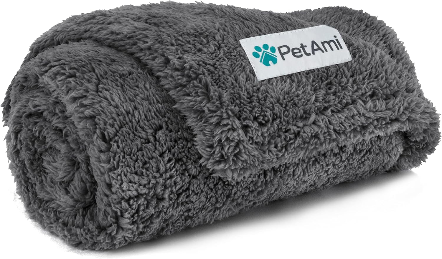 PetAmi Fluffy Waterproof Dog Blanket for Small Medium Dogs, Soft Warm Pet Sherpa Throw Pee Proof Couch Cover, Reversible Cat Puppy Bed Blanket Sofa Protector, Plush Washable Pad (Grey, 24×32)