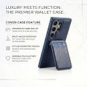 amazon basics Premium Vegan Leather Back Cover with Card Holder and Integrated Mobile Stand for Samsung Galaxy S24 Ultra 5G – Slim Shockproof Wallet Case with Geometric Stitching [Blue] gallery image