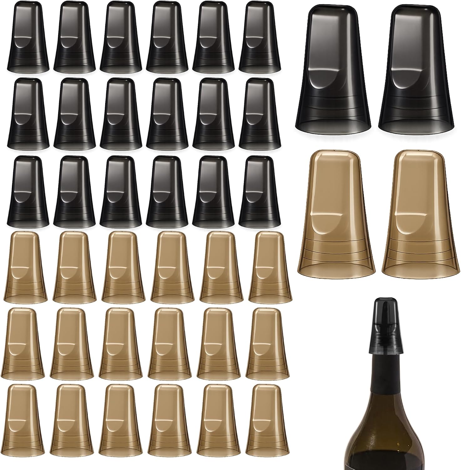 40 Pcs Liquor Bottle Covers,Translucent Dust Pour Spout Covers, Black,Brown | Liquor Pour Spout Covers, Universal Pour Dispenser Dust Bottle Cover for Bottles for Bar Home Kitchen Tools Supplies