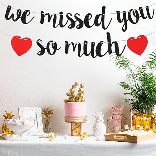 Miniatura 6 de Cartel de bienvenida a casa, pancarta con texto en inglés "We Missed You So Much", decoración de bienvenida para familia, reunión, amigos,