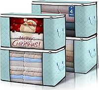 Vista 18 de Bolsas de almacenamiento grandes, paquete de 3 contenedores plegables para almacenamiento de ropa, contenedores de almacenamiento con asas