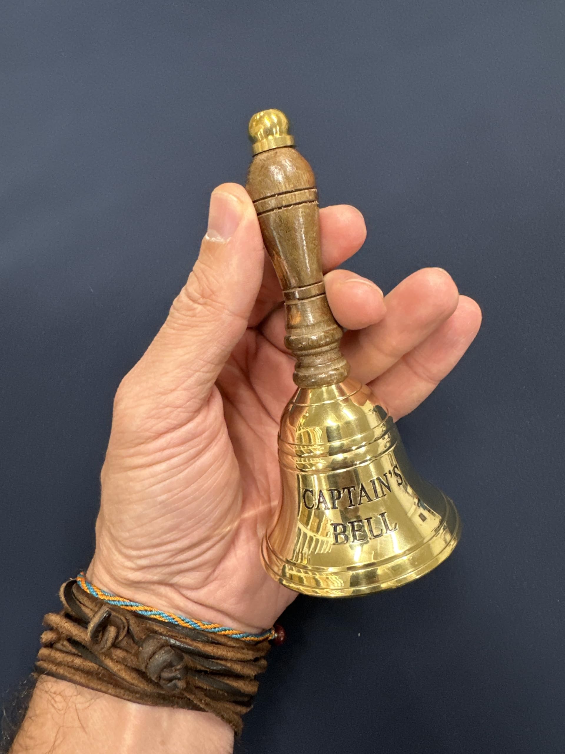 NKlaus Captain's Bell 13 cm Brass Gold Engraved Hand Bell Service Bell 14627 - Image 3