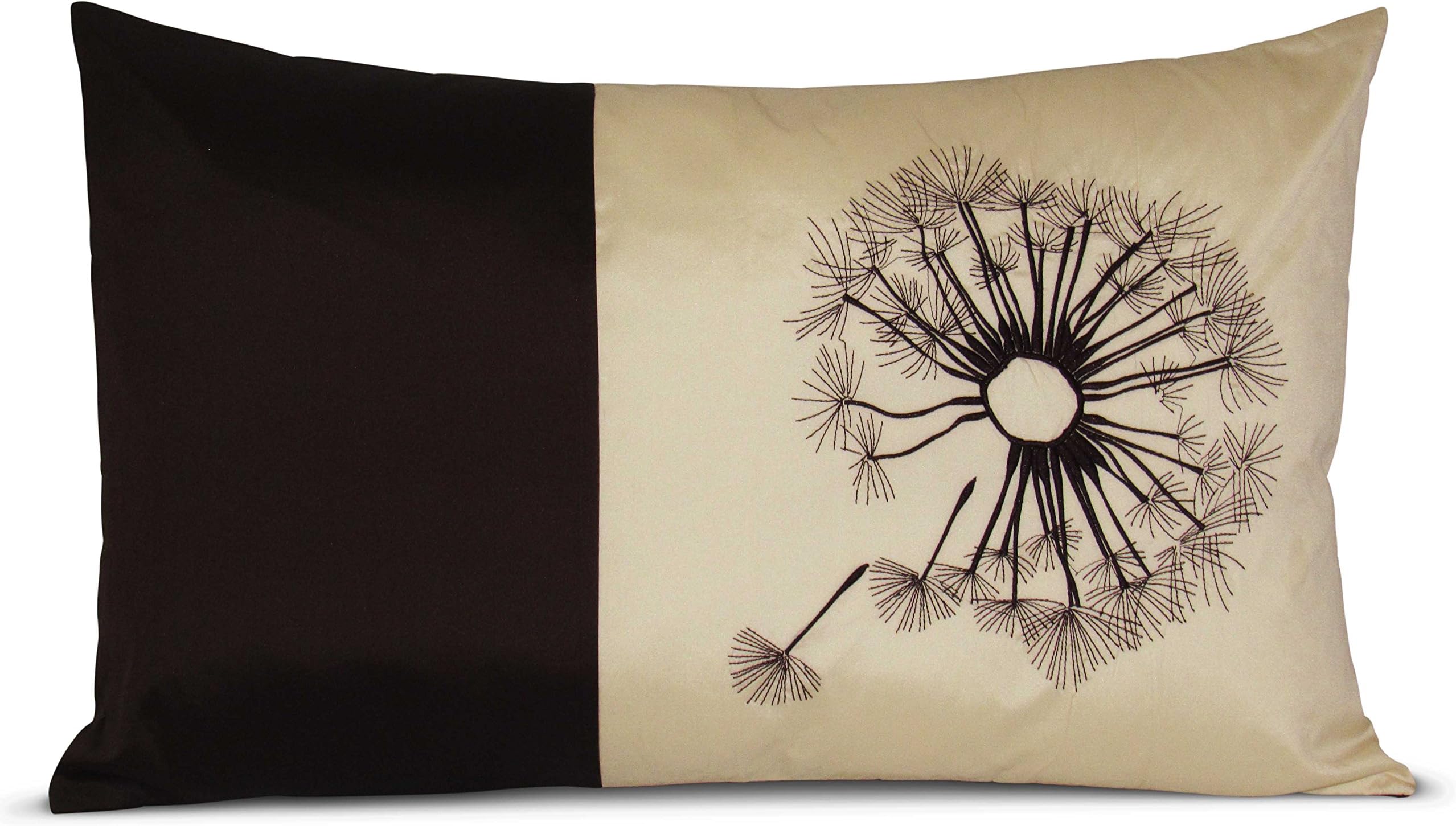 Hemden Polyester Embroidered Beige & Brown Pillow Cover (45 X 70 Cms)