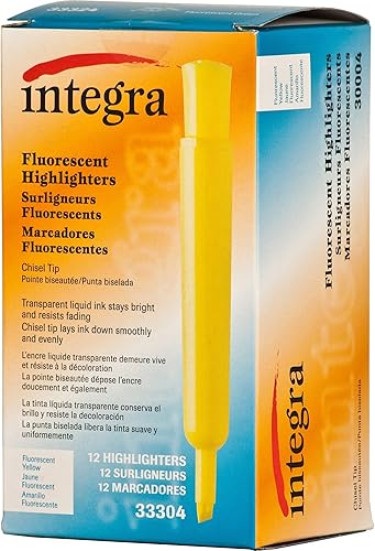 Miniatura 2 de Integra Resaltador de escritorio, punta de cincel, amarillo fluorescente (ITA30004)