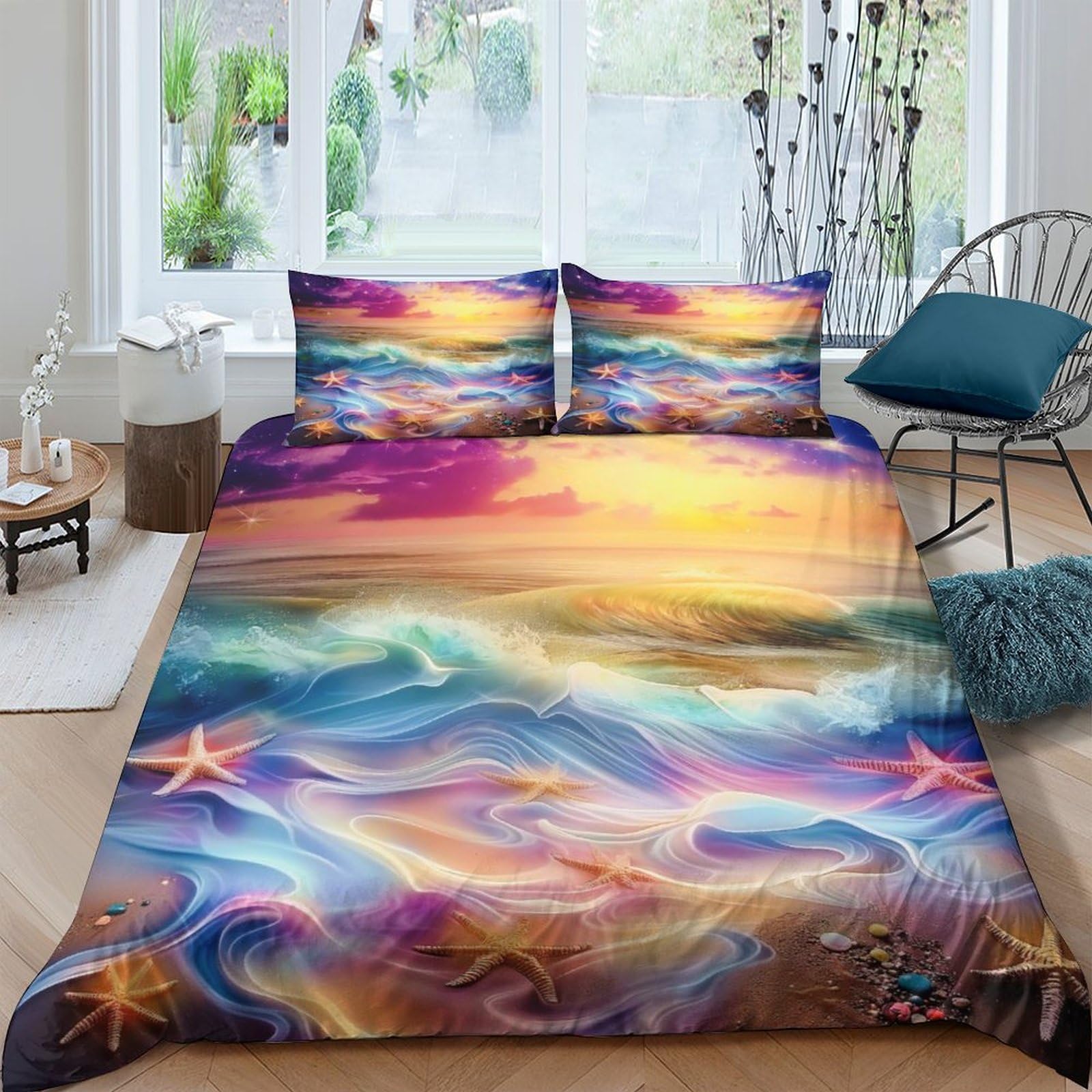 Housse de couette avec fermeture éclair 220x240 Dream Beach parure de lit lit double facile