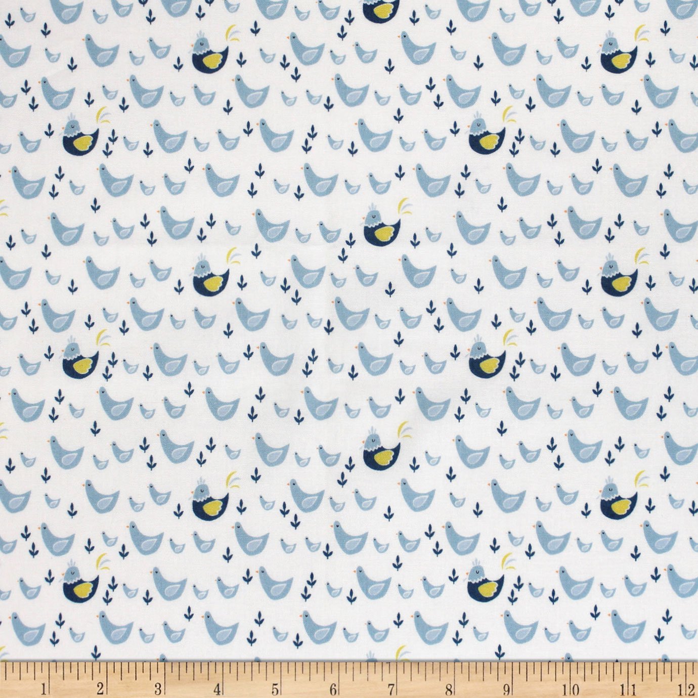 Eugene Textiles Cluck Moo Oink Chickens Blue Quilt Fabric by the Yard, Blue