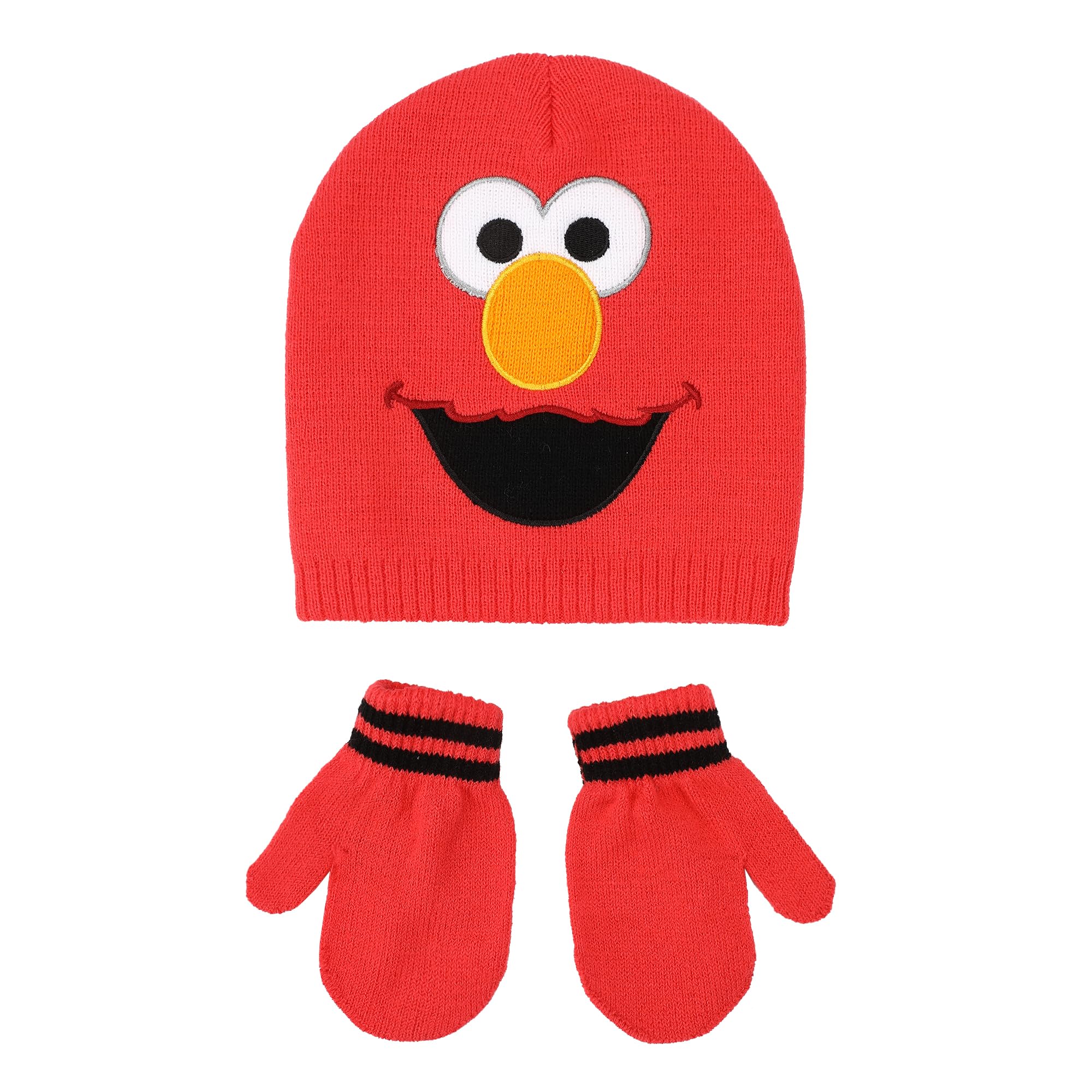 Sesame Street Elmo Face 2-Piece Toddler Beanie & Magic Mittens Set