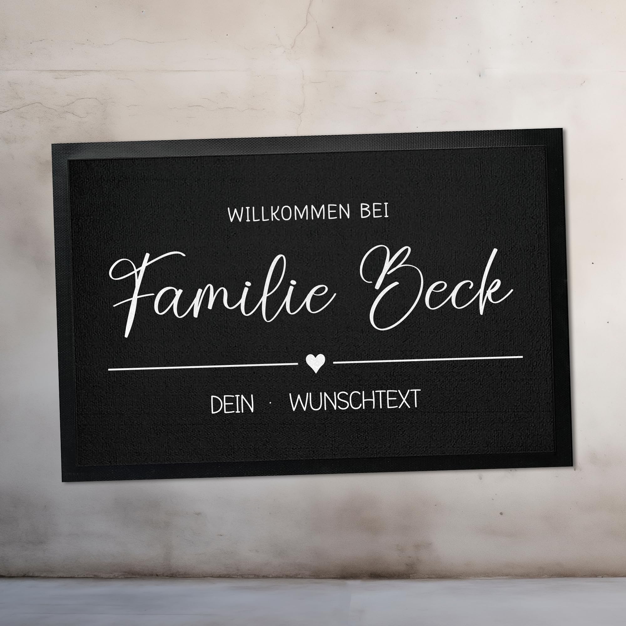 Personalisierte Fußmatte Willkommen bei Familie Wunschtext Name bis 120cm | Türmatte Familie personalisiert als Geschenk Einzug, Umzug, Hochzeit, Verlobung, Geburtstag (75x50cm)