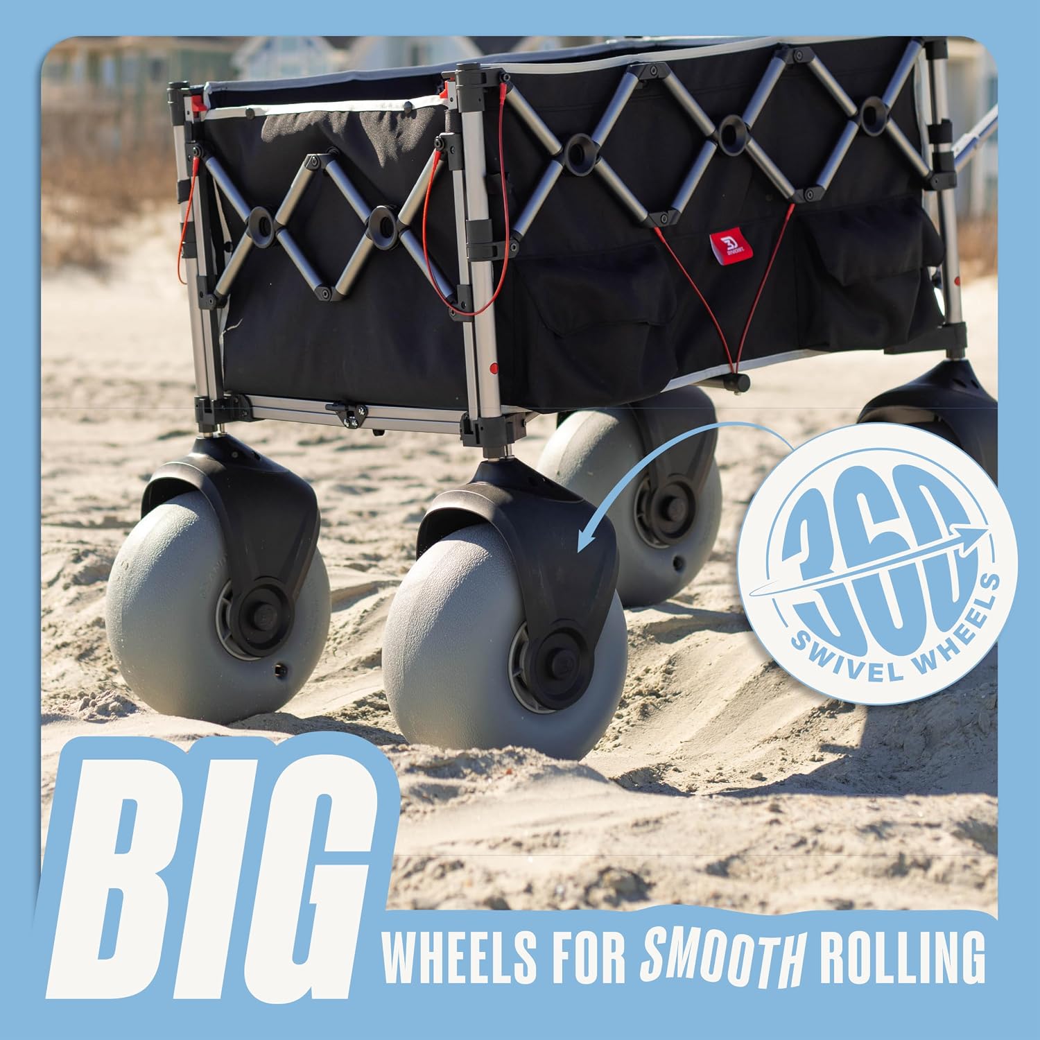 Dynacraft XL Wagon Beach Bundle, Collapsible Wagon With XL Wheels, Foldable Wagon for Camping, Rolling Cart for Beach, Wagons Carts Foldable with 200lb Weight Capacity, Folding Wagon Carts with Wheels image 3