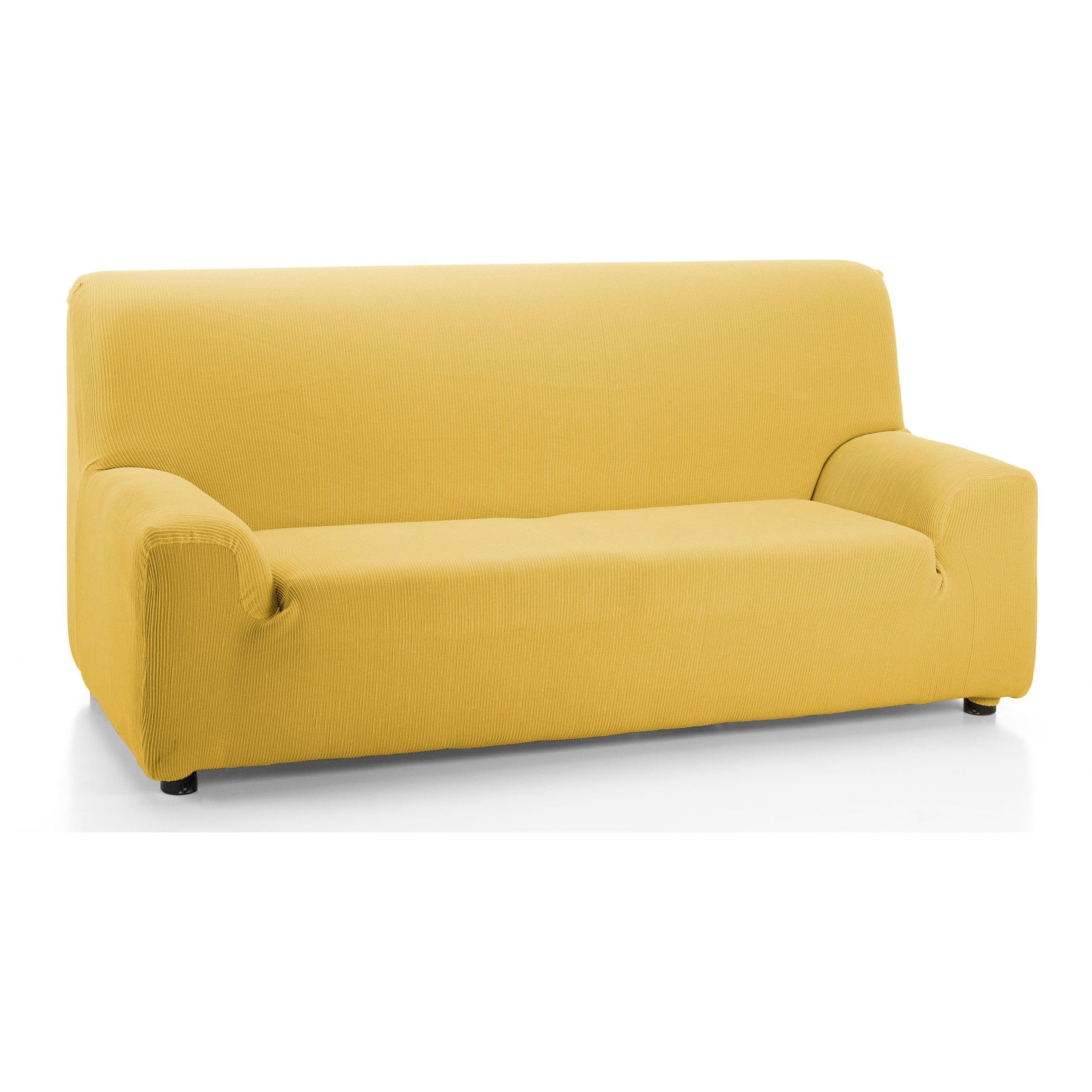 S & T Elastic Sofa Cover 3 Seater Gold – 3 Seater Sofa Cover – Reversible Jacquard Fabric Cotton Feel – Elegant Sofa Protector with Maximum Protection and Adaptability