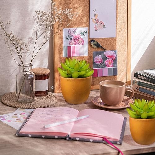 Miniatura 2 de VANGOLD Paquete de 2 suculentas artificiales Bring Nature Indoor en macetas doradas de moda, perfectas para decoración del hogar, oficina y eventos