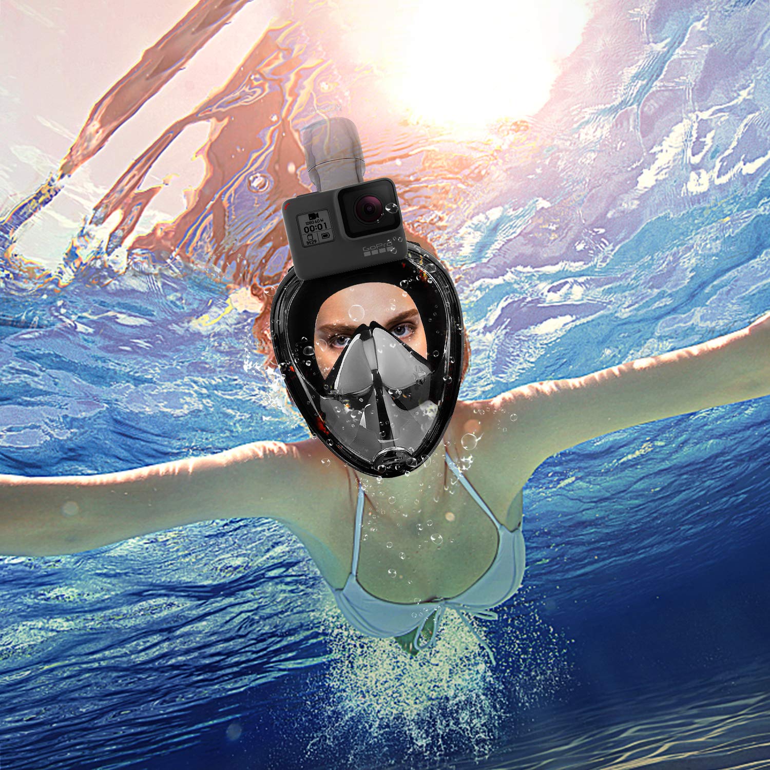 HINATAA Snorkel Mask 180°Full Face, Diving Mask Free Breathing Design