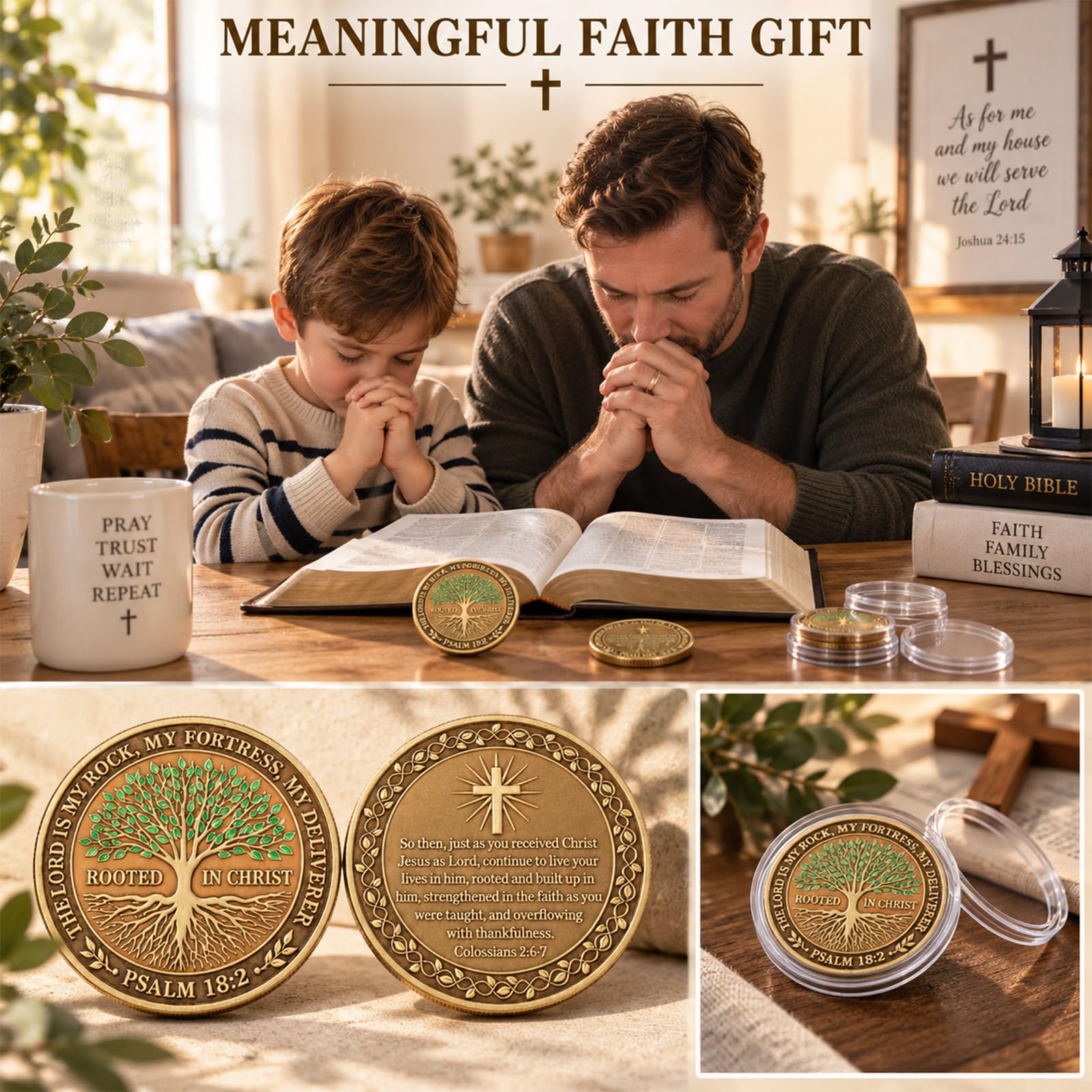 24 pezzi Christian Rooted in Christ Challenge Monete Bibbia Versi tascabili