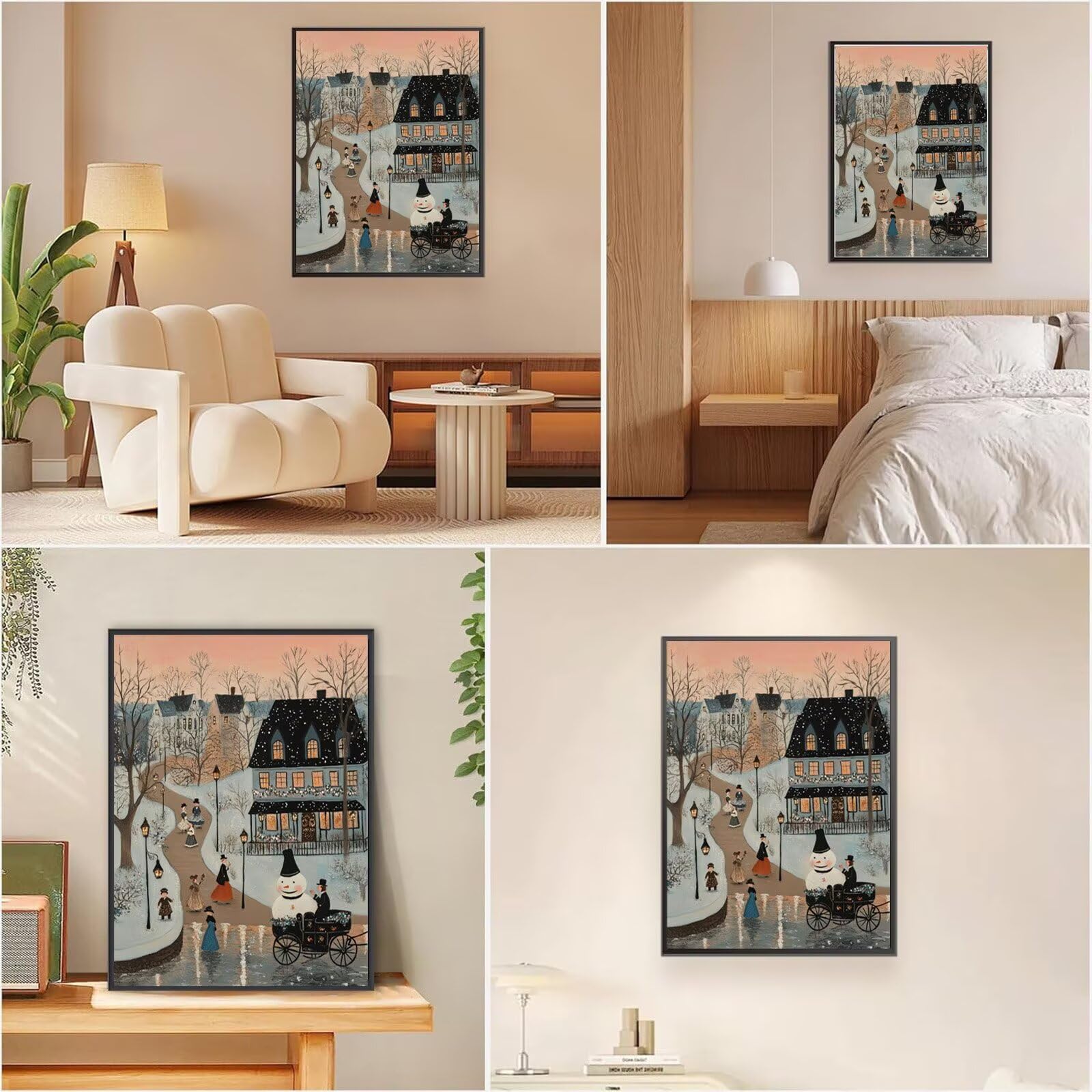 Winter Diamond Painting Kleinstadt Diamond Painting 80x120cm, 5D Vollbohrer Diamanten Kinder Bastelset, DIY Set Erwachsene Kreativ Set für Erwachsene für Zimmer Wand Deko Geschenke für Frauen,Model771