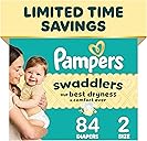 Pampers Swaddlers Diapers, Size 2 (10-22 lbs), 84 Count, Absorbent, Keeps Baby Dry and Comfortable, Skin Safe Disposable Baby Diaper (Packaging May Vary)