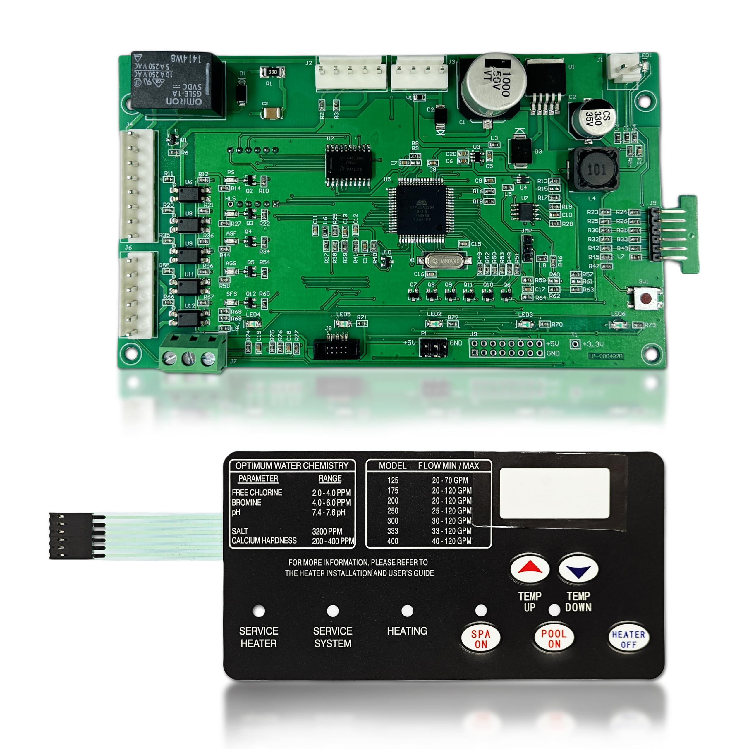 Photo 1 of Kartio 42002-0007S Control Board Kit Replacement for Pentair MasterTemp 200/250/300/400 and Sta-Rite Max-E-Therm SR200/SR333/SR400, with 472610Z Switch Membrane Pad