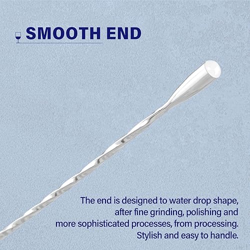 Miniatura 58 de BRIOUT - 2 cucharas de barra de 12 pulgadas, agitadores de mezcla de mango largo para bebida, cuchara coctelera de acero inoxidable, color oro rosa