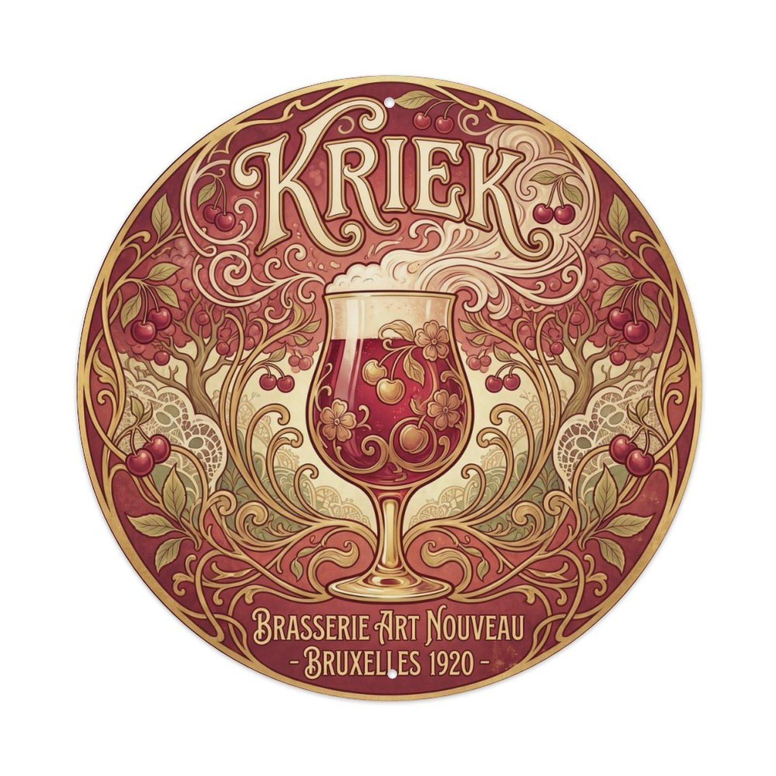 Old School Belgian Kriek Cherry Lambic Sour Brew Barrel Metal Tin Sign